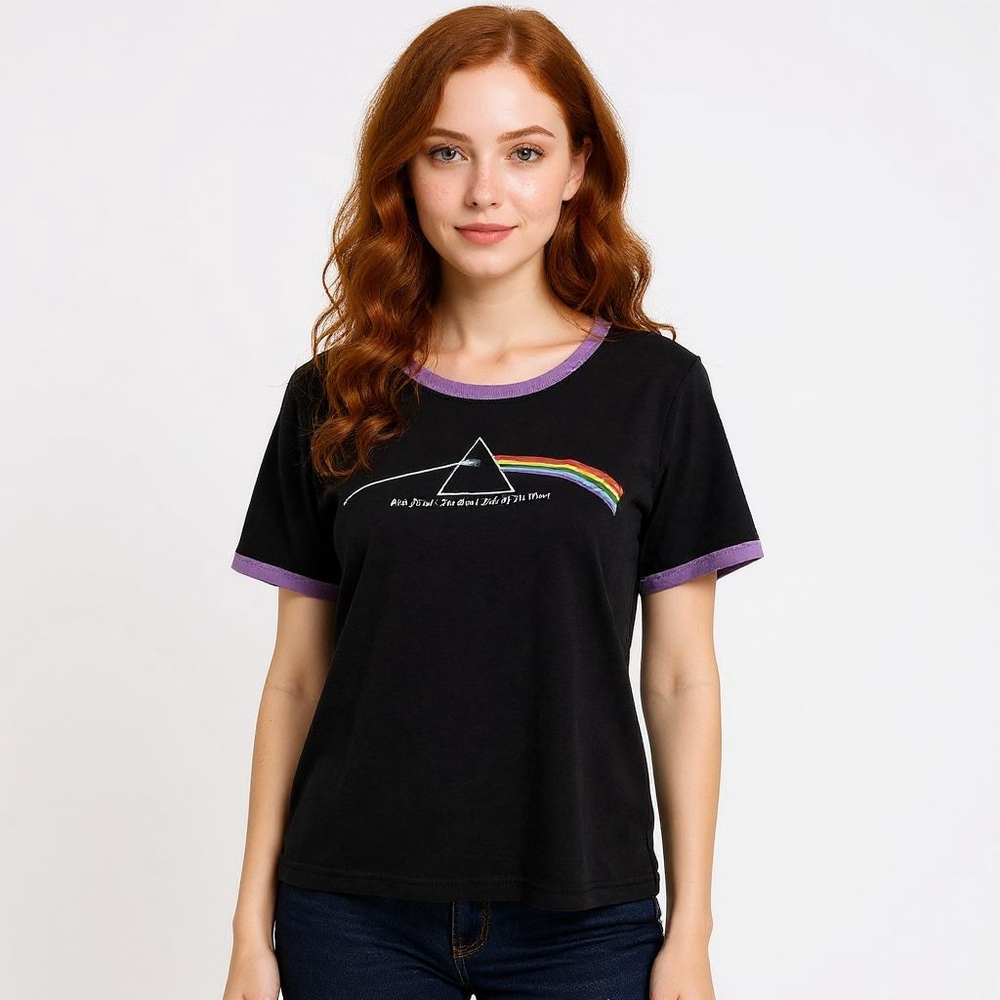 Rockware Vintage Y2K 2005 Pink Floyd Dark Side of the Moon Ringer Tee - Large